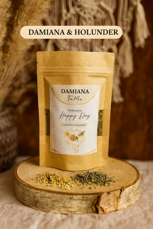 Chá Damiana com sabugueiro / Turnera diffusa / Sabugueiro ORGÂNICO / Afrodisíaco / 100% Natural