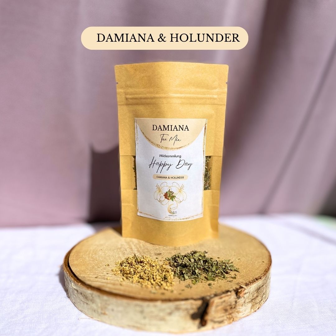 Chá Damiana com sabugueiro / Turnera diffusa / Sabugueiro ORGÂNICO / Afrodisíaco / 100% Natural