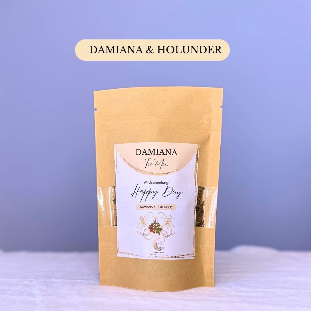 Chá Damiana com sabugueiro / Turnera diffusa / Sabugueiro ORGÂNICO / Afrodisíaco / 100% Natural